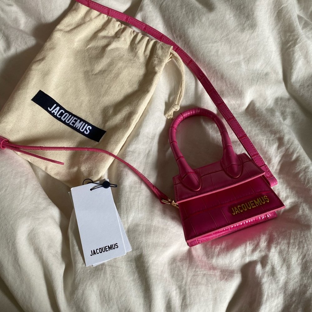 Jacquemus Pink Croc 'Le Chiquito' Clutch